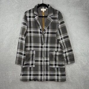 Philosophy Blazer Womens M Stretch Knit Jacket 1 Button Notch Collar Plaid Soft